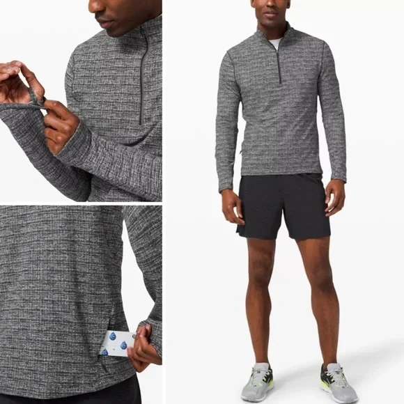 Lululemon Men's Surge Warm 1/2 Zip Black and White Size X-Large - Picture 2 of 5